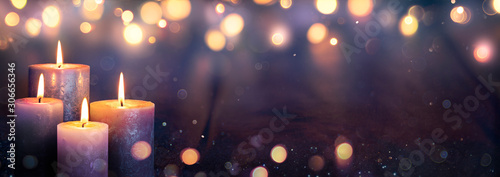Fotomural Advent - Four Purple Candles With Mystery Lights