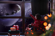 © New Africa - Cute little boy waiting for Santa Claus near window at home. Christmas holiday