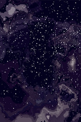 beautiful abstract background of romance and science, night sky stars through clouds.
