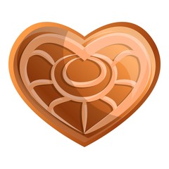 Poster - Heart gingerbread icon. Cartoon of heart gingerbread vector icon for web design isolated on white background