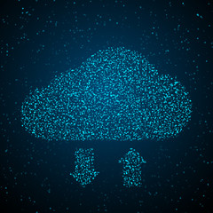 Poster - Cloud synchronization. Global structure of data storage. Web or Internet concept. Technology background. Vector illustration