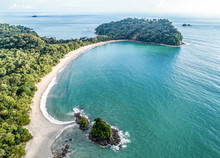 Aerial View Of Tropical Espadilla Beach And Coastline Near The Manuel Antonio National Park, Costa Rica