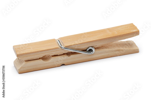 Cuadros en Lienzo Wooden clothespin isolated on white