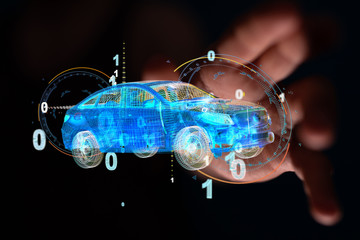Poster - digital car technology smart in virtuel room