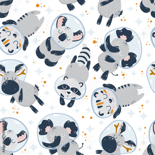 wzor-z-cute-astronautow-zwierzat-na-bialym-tle-ilustracji-wektorowych-eps
