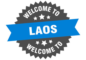 Laos sign. welcome to Laos blue sticker