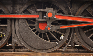 Railroad history: old steam locomotive in Alcazar de San Juan, Ciudad Real, Spain.