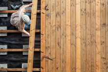 Constructing A Wooden Flooring Of A Terrace, Douglas Fir