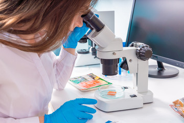 Sticker - Young woman in food quality control lab