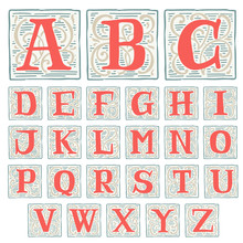 Renaissance Alphabet In Classic Vintage Colors.