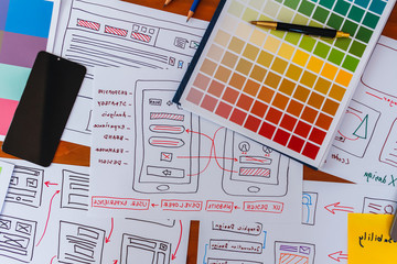 Soft Focus,A team of UI / UX web designers are working together to develop a mobile responsive website with UI UX Front End Designer Previewing.