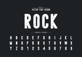 Fototapete - Texture font and round alphabet vector, Rough letter typeface and number design