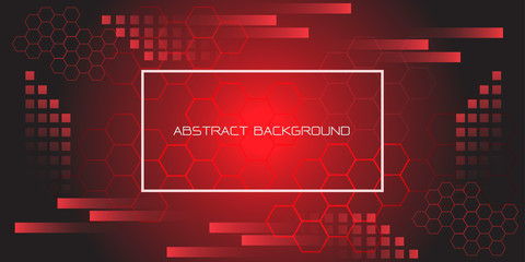 Abstract red black geometric hexagon with white frame and text design modern futuristic background vector illustration.