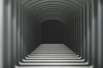 Poster - Beautiful abstract gray tunnel and black end background.