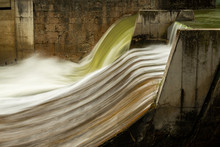 Weir On The River Schwarza In Hirschwang On A Cloudy Day In Summer