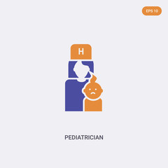 2 color Pediatrician concept vector icon. isolated two color Pediatrician vector sign symbol designed with blue and orange colors can be use for web, mobile and logo. eps 10.