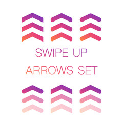Poster - Swipe up, set of buttons for social media. Arrows, buttons and web icons for advertising and marketing in social media application. Scroll or swipe