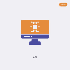 2 color api concept vector icon. isolated two color api vector sign symbol designed with blue and orange colors can be use for web, mobile and logo. eps 10.