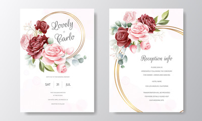 Wall Mural - beautiful hand drawn floral wedding invitation card template