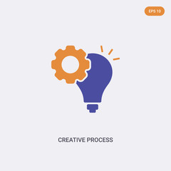 2 color creative process concept vector icon. isolated two color creative process vector sign symbol designed with blue and orange colors can be use for web, mobile and logo. eps 10.