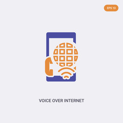 2 color voice over internet protocol concept vector icon. isolated two color voice over internet protocol vector sign symbol designed with blue and orange colors can be use for web, mobile and logo.