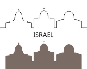 Wall Mural - Israel logo. Isolated Israeli architecture on white background