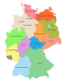 Fototapeta Mapy - Carte d'Allemagne avec représentation des différents états fédérés