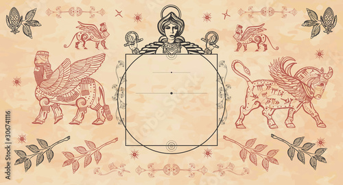 Cuadros en Lienzo Ancient Sumerian Civilization vintage background