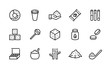 © SpicyTruffel - Sugar line icon. Candies and coffee sweeteners, sugar in cubes bags and packages, cane and stevia organic sugar symbols. Vector shapes image pictograms sugaring products set