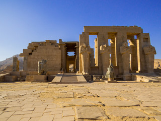 View of the Ramesseum Temple in Luxor, Egypt