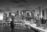 Fototapeta Nowy Jork - amazing sunset , manhattan financial district  from manhattan bridge, New York City