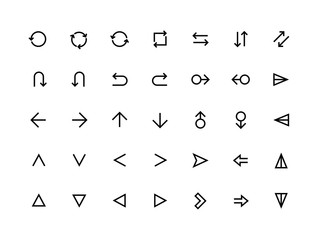 Poster - Arrows UI icons. Web page and mobile application forward refresh and return symbols, modern minimal arrows. Vector editable set line graphic sign