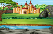 Scene With Castle Towers In The Park