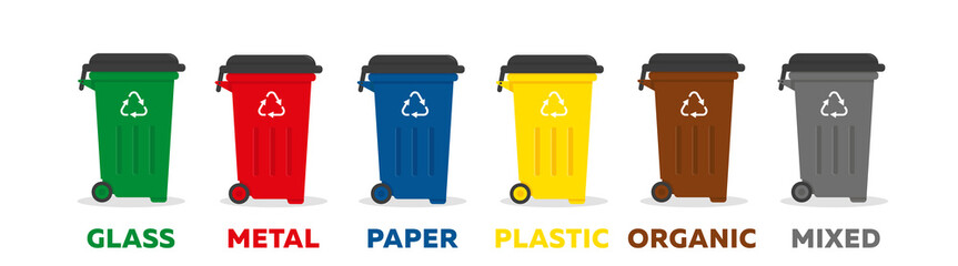 Containers for garbage of different types.