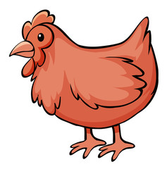 Sticker - Red chicken on white background