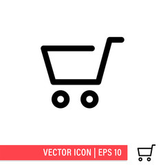 Shopping cart vector icon. E-commerce symbol. Supermarket trolley linear pictogram.