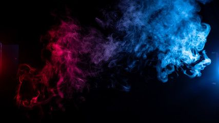 Wall Mural - red purple and blue smoke on a black background with room for text