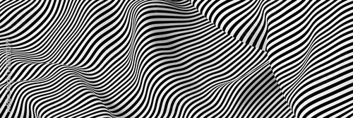 Cuadros en Lienzo Abstract striped surface, black and white original 3d rendering