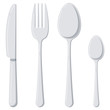 Cutlery flat design icon set isolated on white background.