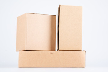 Wall Mural - Cardboard Boxes three package isolated white background