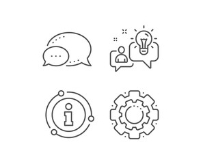 Idea line icon. Chat bubble, info sign elements. Business management sign. Employee creativity symbol. Linear idea outline icon. Information bubble. Vector