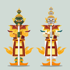 Two Thai Guardian Giant statues