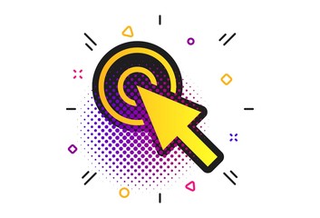 Poster - Mouse cursor sign icon. Halftone dots pattern. Pointer symbol. Classic flat cursor icon. Vector