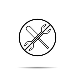 Poster - No fix, maintenance icon. Simple thin line, outline vector of web design development ban, prohibition, embargo, forbiddance icons for ui and ux, website or mobile application