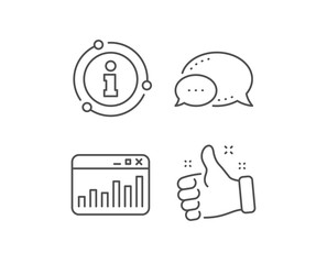Poster - Marketing statistics line icon. Chat bubble, info sign elements. Web analytics symbol. Browser window sign. Linear marketing statistics outline icon. Information bubble. Vector