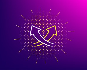 Aufkleber - Intersection arrows line icon. Halftone pattern. Exchange and turn, cross sign. Gradient background. Intersection arrows line icon. Yellow halftone pattern. Vector