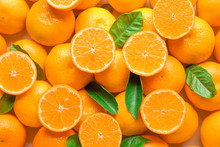 Ripe Tasty Tangerines As Background