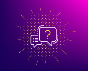 Aufkleber - Question mark line icon. Halftone pattern. Quiz chat bubble sign. Gradient background. Question mark line icon. Yellow halftone pattern. Vector