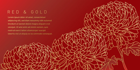 Wall Mural - Red and Gold Flower Illustration