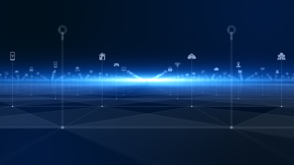 Poster - Technology network digital data connection and Digital Data Network Protection. Future Technology Network Concept.